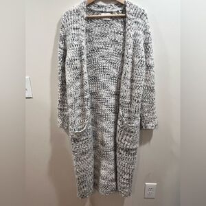 Lush Gray Chunky Knit Cardigan Sweater Long Women's S